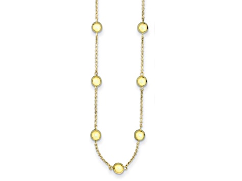 14K Yellow Gold 8mm Bead and Cable Link 24-inch Necklace