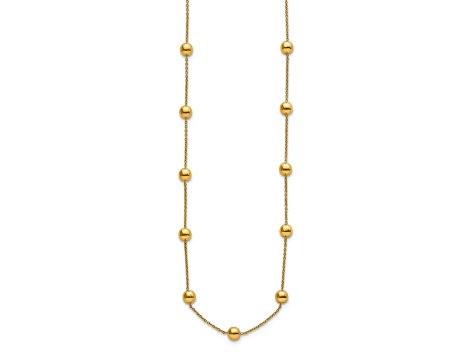 14K Yellow Gold 8mm Bead and Cable Link 34-inch Necklace