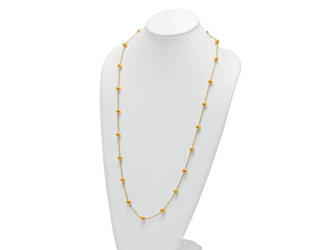 14K Yellow Gold 8mm Bead and Cable Link 34-inch Necklace