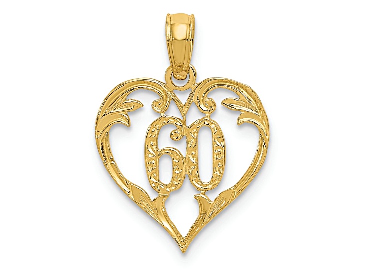 10K Yellow Gold Textured 60 Heart Pendant