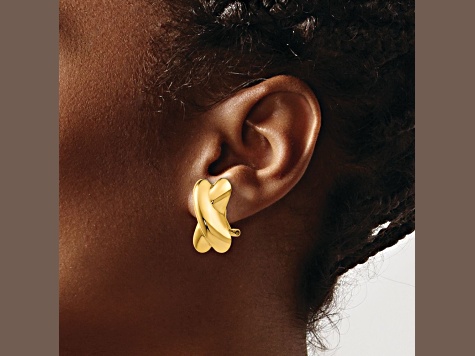 14k Yellow Gold Polished X Stud Earrings