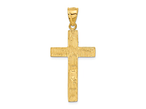 14K Yellow Gold Diamond-cut Cross Pendant - 1BLM4A | JTV.com