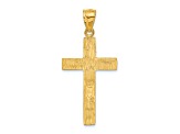14K Yellow Gold Diamond-cut Cross Pendant