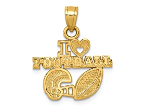 14k Yellow Gold Textured I Heart Football Charm