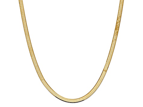 14K Yellow Gold 5.5mm Silky Herringbone Chain Necklace