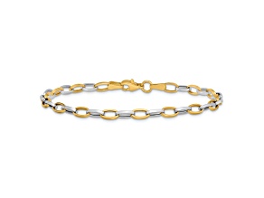 10k Yellow Gold and 10k White Gold 4mm Polished Open Link Bracelet