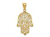 14k Yellow Gold Filigree Hamsa Pendant