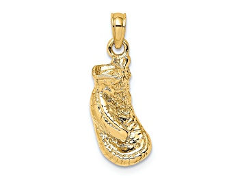 Picture of 14k Yellow Gold Polished and Textured Single Boxing Glove Pendant