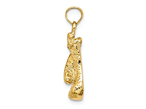 14k Yellow Gold Polished and Textured Single Boxing Glove Pendant