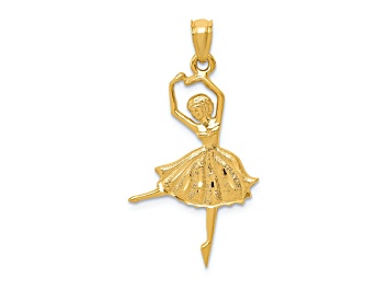 Picture of 14k Yellow Gold Textured and Diamond-Cut Dancing Ballerina Pendant