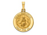 14K Yellow Gold Polished and Satin St Peregrine Medal Hollow Pendant