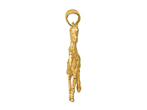 14k Yellow Gold Solid Polished Open-backed Horse Pendant