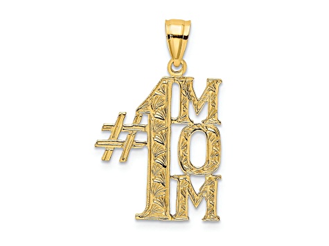 14K Yellow Gold Number 1 MOM Vertical Charm