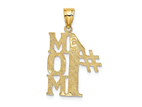 14K Yellow Gold Number 1 MOM Vertical Charm