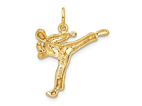 14k Yellow Gold Diamond-Cut and Brushed Male Karate Pendant