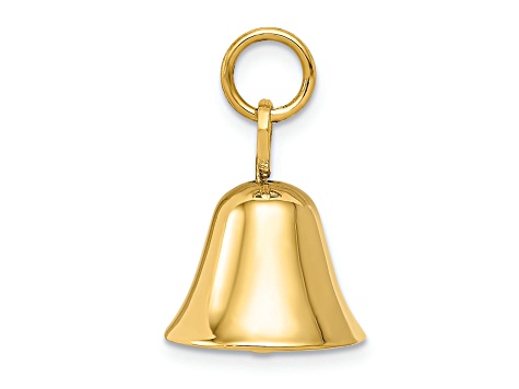 14k Yellow Gold Moveable Wedding Bell Charm Pendant