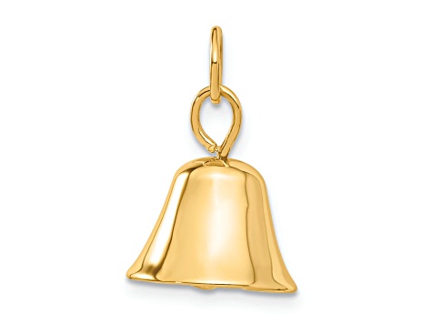 14k Yellow Gold Moveable Wedding Bell Charm Pendant