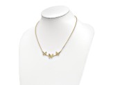 14K Yellow Gold Polished Filigree 3-Butterfly Bar Necklace