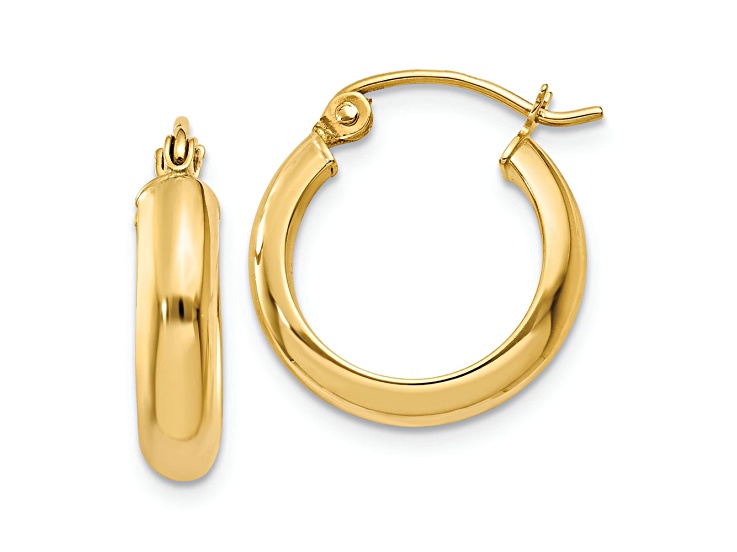 10k Yellow Gold 11/16" Round Tube Hoop Earrings