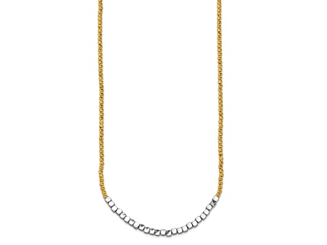 14K Two-tone Diamond-cut Beaded 18-inch Necklace