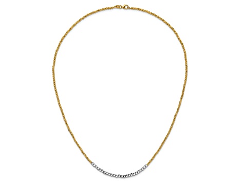 14K Two-tone Diamond-cut Beaded 18-inch Necklace