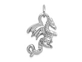 14k White Gold Solid Polished 3D Dragon pendant