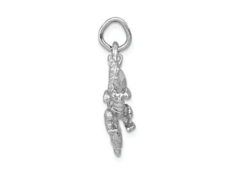 14k White Gold Solid Polished 3D Dragon pendant