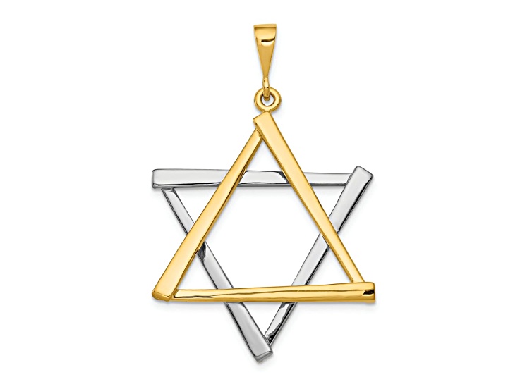 14k Two-tone Gold Star of David Pendant