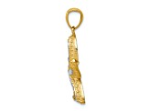 14k Yellow Gold and Rhodium Over 14k Yellow Gold Diamond-Cut Starfish Pendant