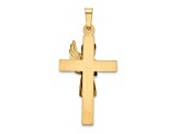 14k Yellow Gold and 14k White Gold Textured Angel And Cross Pendant