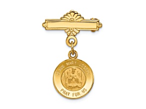 14k Yellow Gold Satin Holy Family Medal Pin
