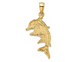 14k Yellow Gold Polished 2D Double Dolphins Charm
