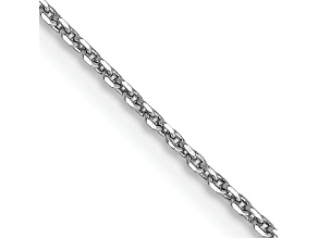 Rhodium Over 14k White Gold 0.9mm Solid Diamond-cut Round Open Link Cable 26 Inch Chain