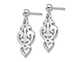 Rhodium Over 14k White Gold Filigree Heart Dangle Earrings