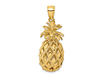 Picture of 14k Yellow Gold Textured and Polished 3D Pineapple Charm