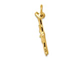 14k Yellow Gold Textured Pair Of Skis Charm Pendant