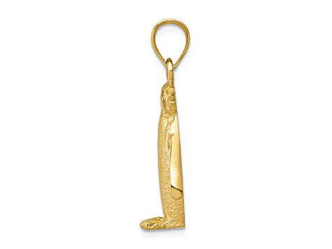 14k Yellow Gold Satin Penguin Pendant