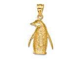 14k Yellow Gold Satin Penguin Pendant