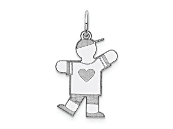 Picture of Rhodium Over 14k White Gold Satin Boy with Hat Kid Charm