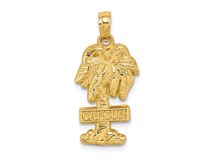 14k Yellow Gold Textured CANCUN Palm Tree Charm