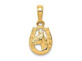 14K Yellow Gold Horseshoe with Horse Head Pendant