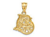 14k Yellow Gold Textured Dolphin and Sand dollar pendant