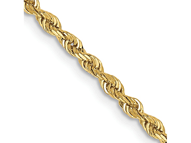 10k Yellow Gold 2.25mm Solid Diamond-Cut Quadruple Rope 30 Inch Chain
