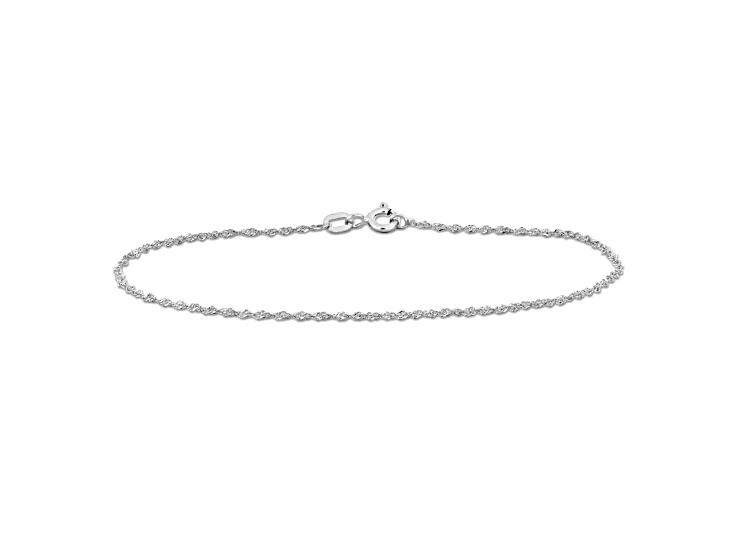 14K White Gold 1.2mm Singapore Bracelet