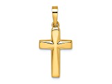 14K Yellow Gold Polished Diamond-cut Reversible Puffed Cross Pendant