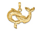 14k Yellow Gold Textured Dolphins Pendant