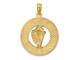 14k Yellow Gold Textured Jamaica with Conch Shell Circle Charm
