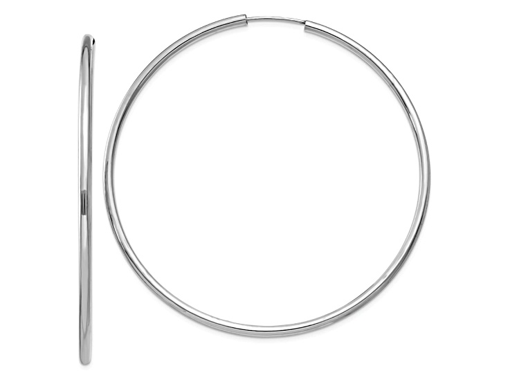Rhodium Over 14k White Gold Polished 2 3/8" Endless Hoop Earrings