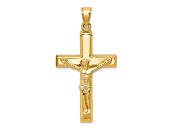 14K Yellow and White Gold Polished Jesus Crucifix Pendant - 19NLHA