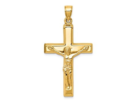 14K Yellow Gold Polished Crucifix Pendant